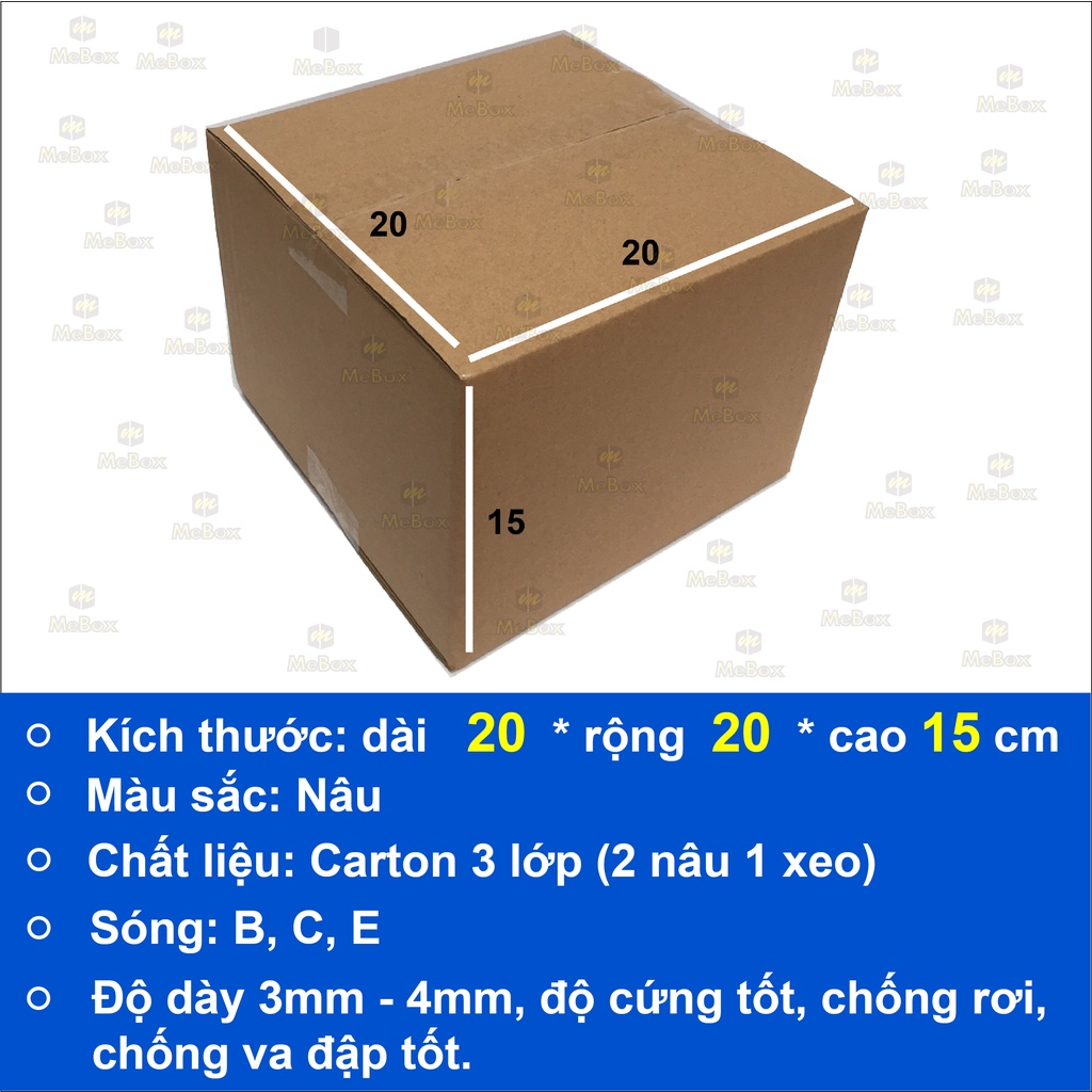 thùng hộp đóng gói 20x20x15 bộ 50