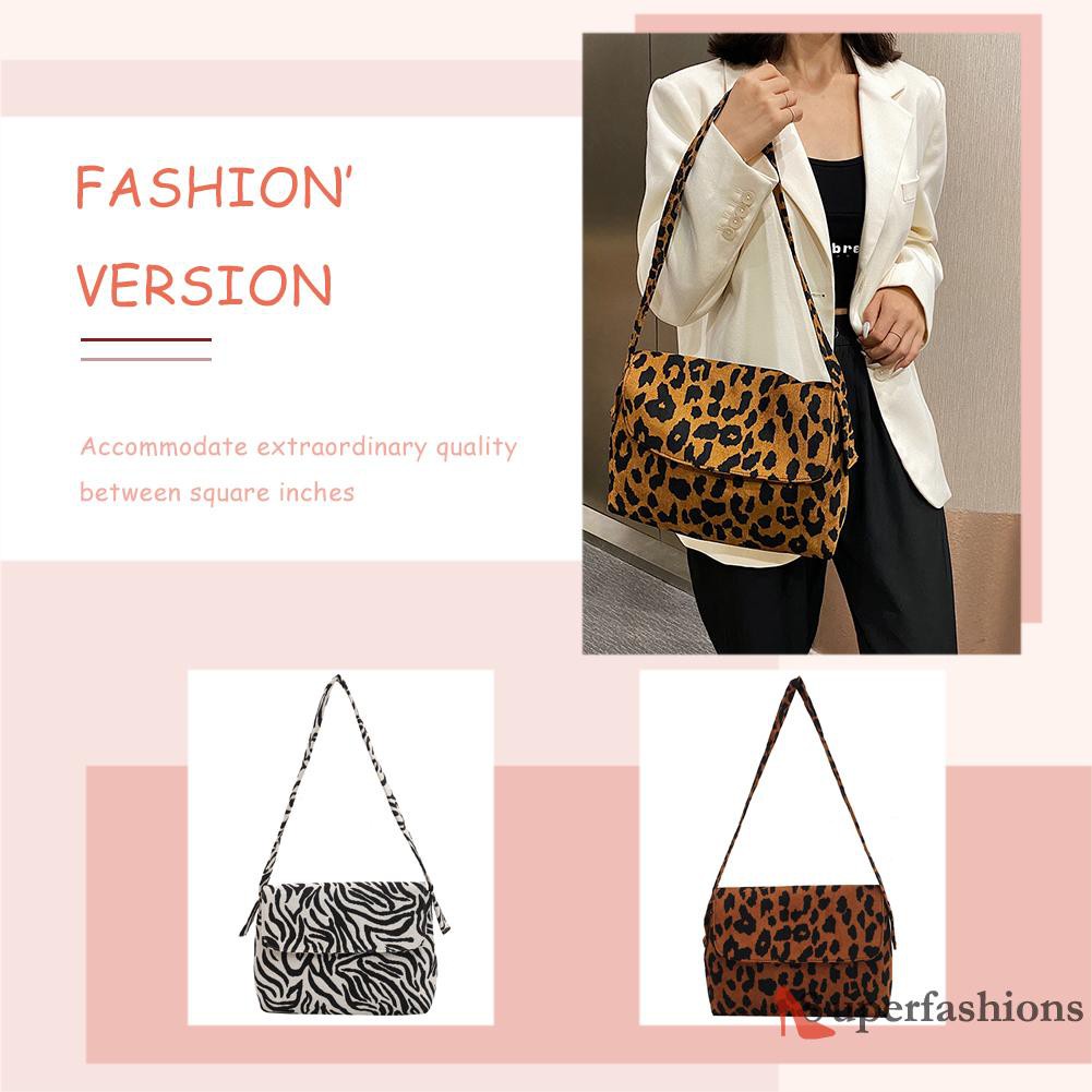 【Hot Sale】Women Zebra Leopard Print Shoulder Bag Canvas Casual Travel Handbag Totes