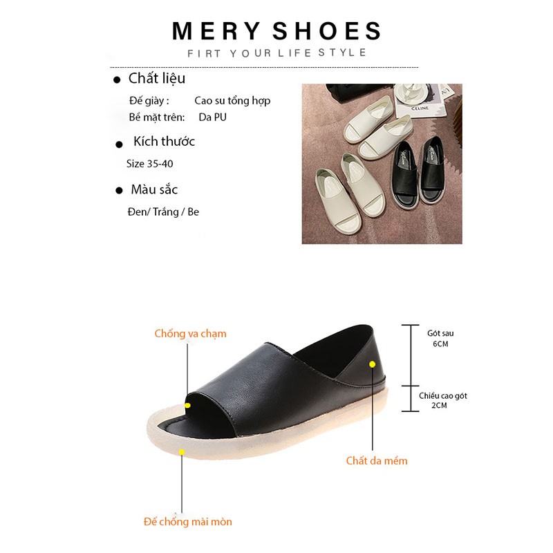 Giày Nữ / Dép Sandal Da Hở Mũi Đế Dẻo Mery Shoes Phong Cách Hàn Quốc - MPS251