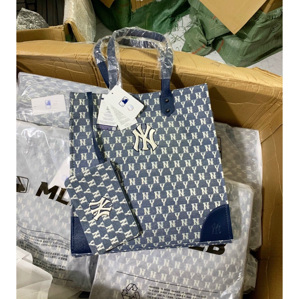 túi tote mlb siêu hot kèm ví nhỏ size 36*38*8cm xanh đen