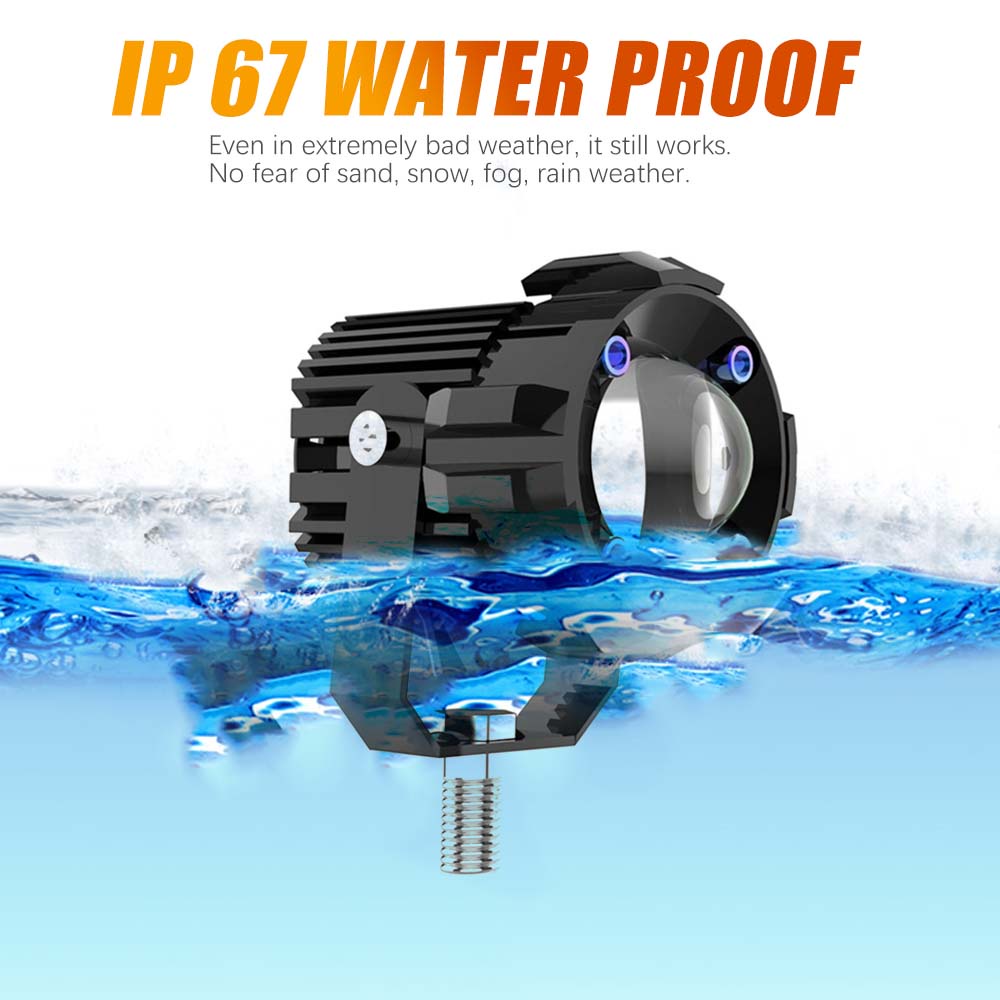 1 Cặp Đèn Led Mini 12D 120W 2inch Ánh Sáng Trắng Vàng Cho Xe Máy