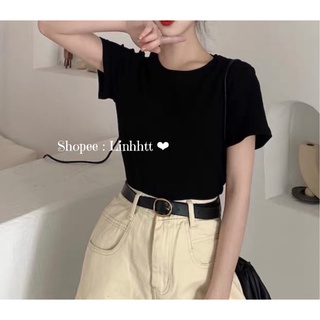 Áo thun trơn cotton basic cổ tròn Áo thun trơn form rộng
