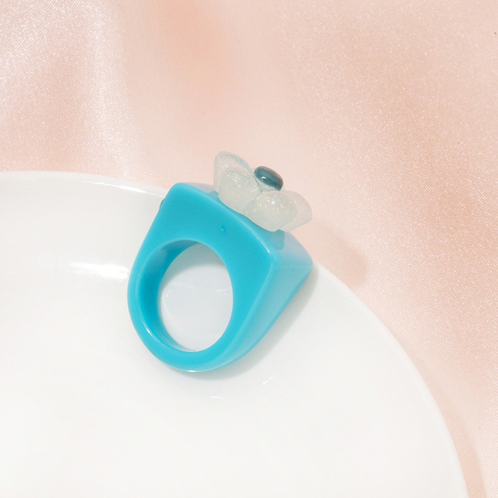 Nhẫn Nhựa Acrylic Hình Vuông / Hoa Nhiều Màu Sắc Phong Cách Hàn Quốc Cổ Điển Thời Trang Cho Nữ