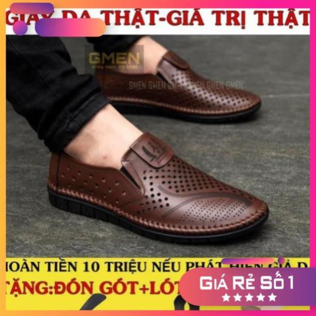 [Sale 3/3] Giày nam chất liệu da bò thiết kế lỗ thoáng mát đế cao su Sale 11 -op1 " _ ?