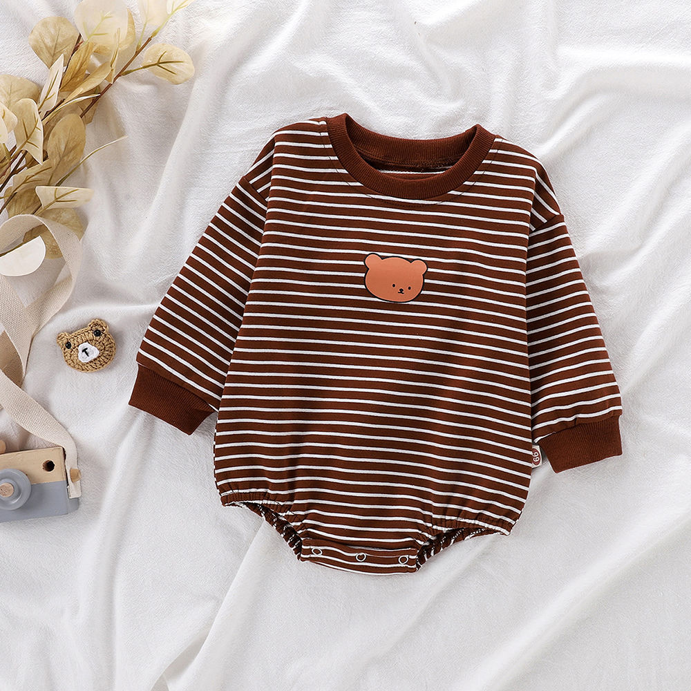 Áo Liền Quần Tay Dài Hoạ Tiết Kẻ Sọc Cho Trẻ Sơ Sinh