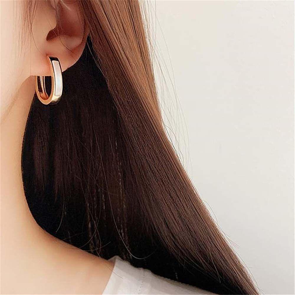 Bông Tai Hình Oval / Tròn Đơn Giản Thời Trang Cho Nữ