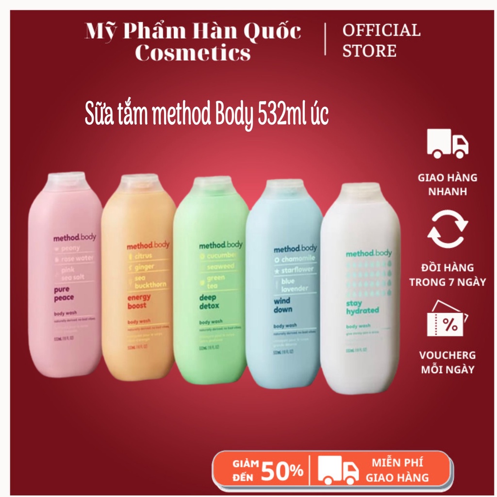 Sữa tắm Hương nước hoa dưỡng ẩm, lưu hương Method body 532ml - Úc