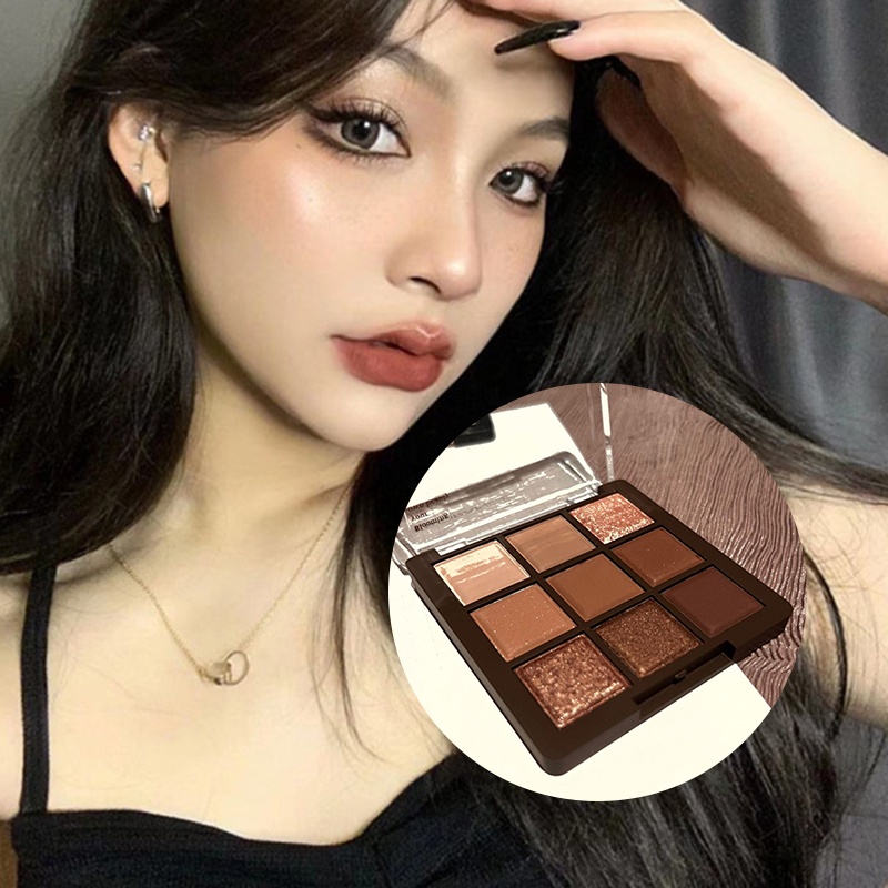Bảng Phấn Mắt 9 Màu Lì/Nhũ Kháng Nước Lâu Trôi Dễ Thương Thương Hiệu Herrange