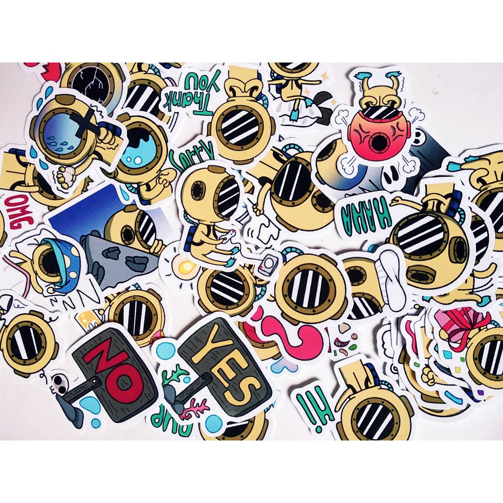 Bộ 40 sticker thợ lặn đáng yêu - LLD044 (Ảnh thật shop tự chụp)