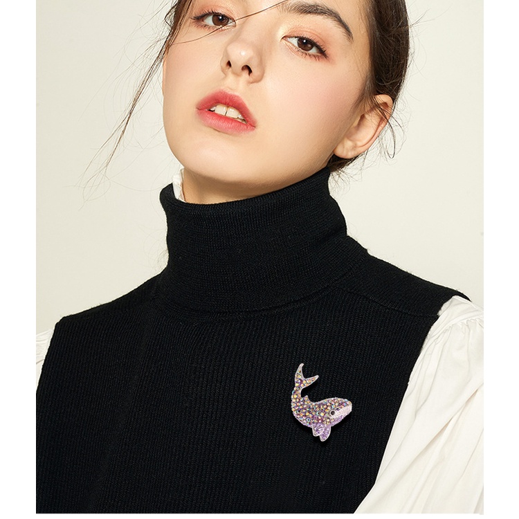 Ghim Cài Áo Hình Cá Mập Đính Đá Thời Trang