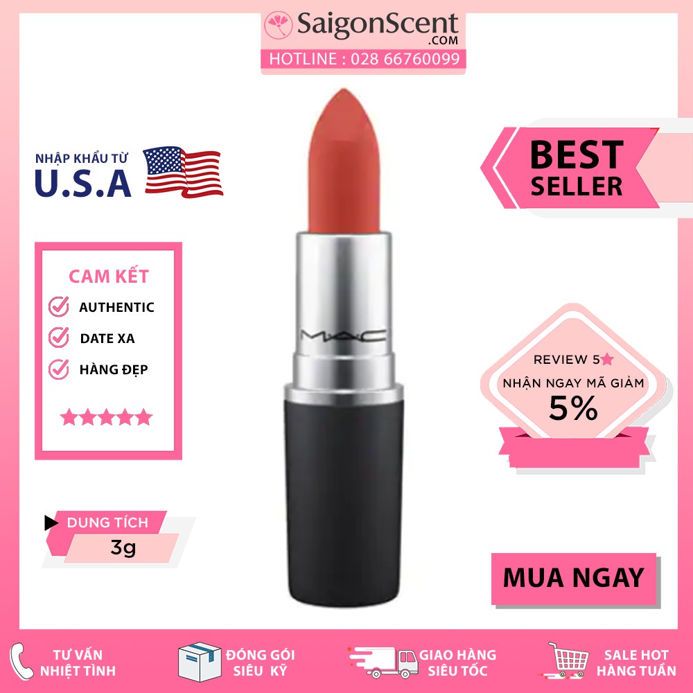 Son MAC Powder Kiss Lipstick - 316 Devoted To Chili ( Matte )