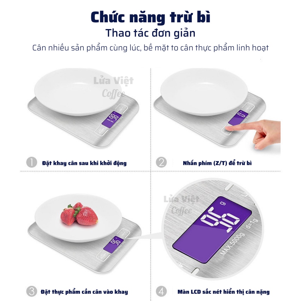 Cân nhà bếp tiểu ly điện tử mini làm bánh Chống nước N6 định lượng 1-10kg cao cấp độ chính xác cao