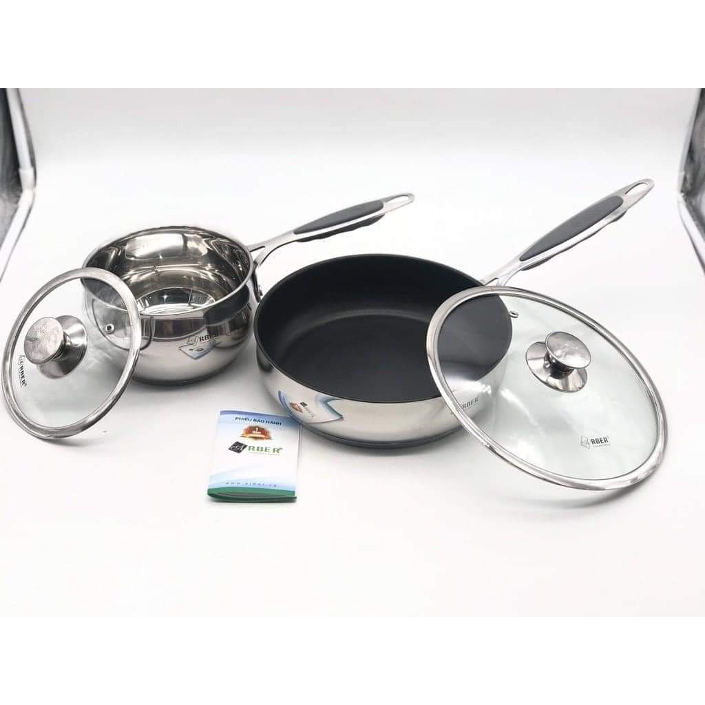 Bộ nồi Arber Đức 5 món AB06SCC hàng cao cấp chính hãng- tay cầm chống nóng BH 1 năm
