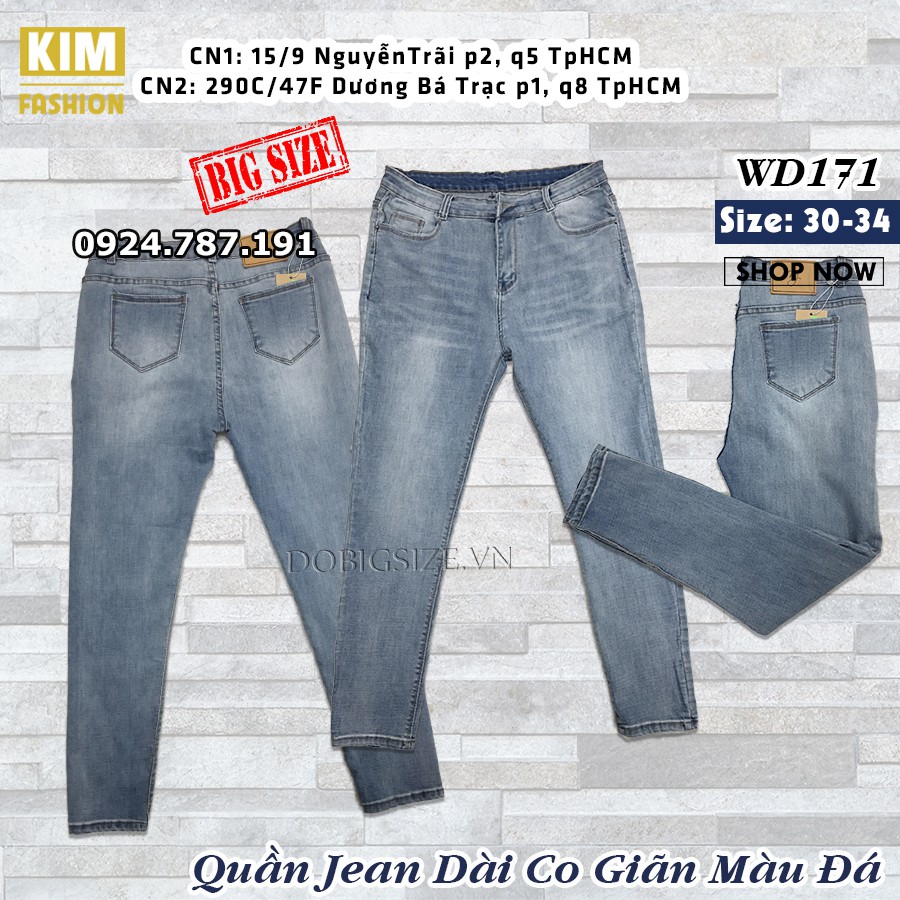 Quần Jean Dài Bigsize Co Giãn WD171 Size 30-34