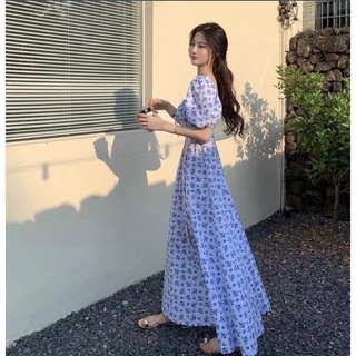 Đầm maxi hoa xanh thời trang nữ