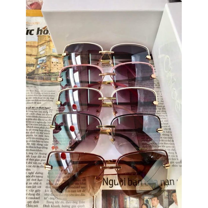 Kính mắt nữ gọng vàng mắt kính mầu nâu siêu đẹp GC45