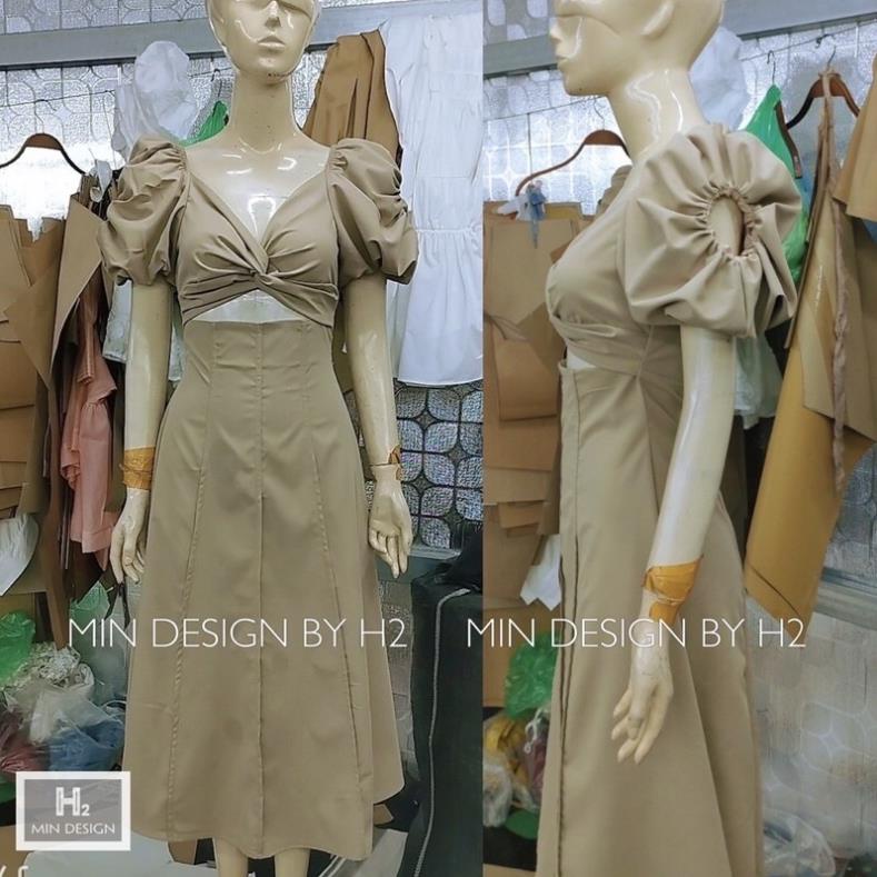 Váy maxi thô tay bồng cut out siêu độc lạ, màu sang tôn da | BigBuy360 - bigbuy360.vn