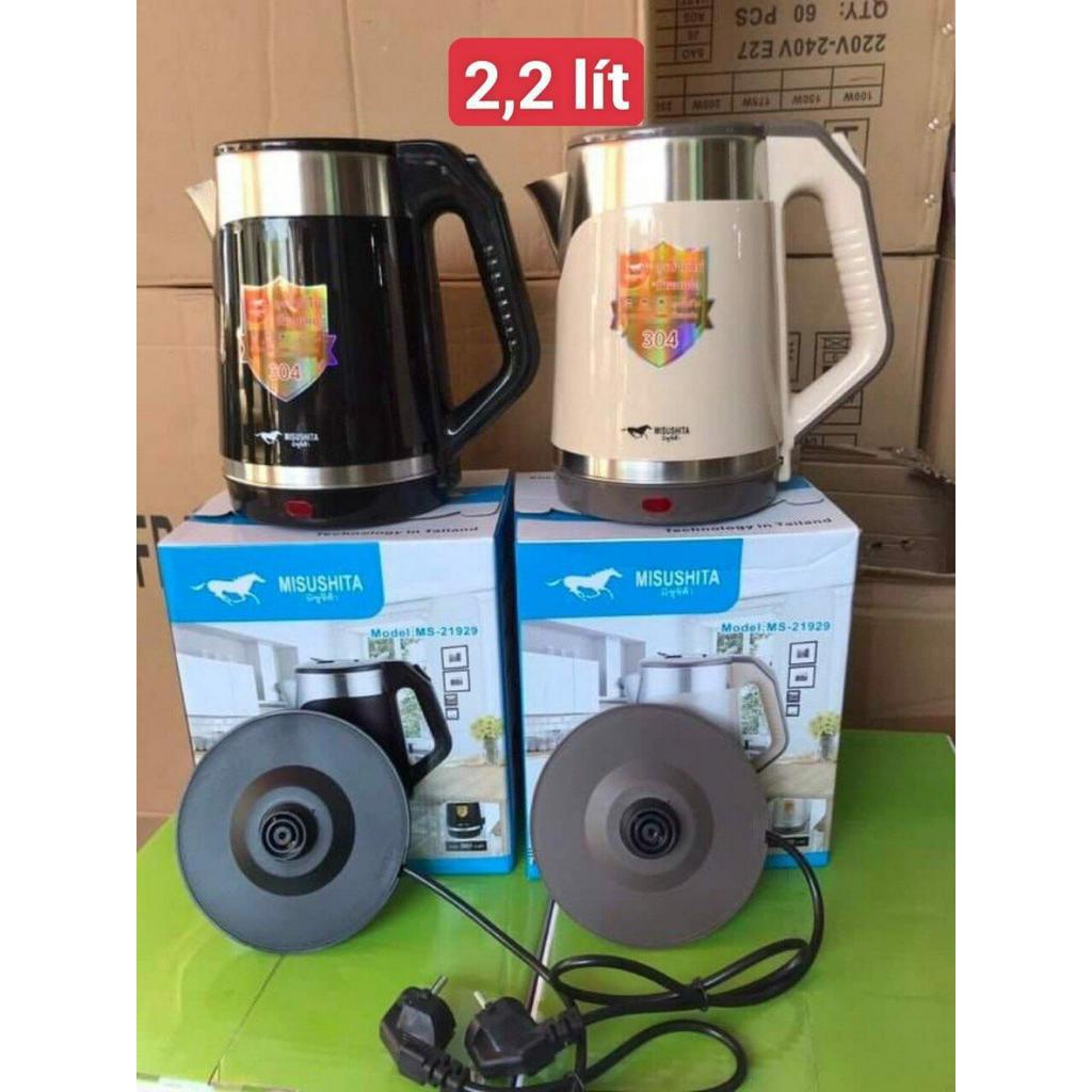 Ấm Siêu Tốc Thái Lan Misushita MS 21831-2.5 Lít,1.500W đun sôi nhanh, 2 lớp cách nhiệt, Ruột Inox 304
