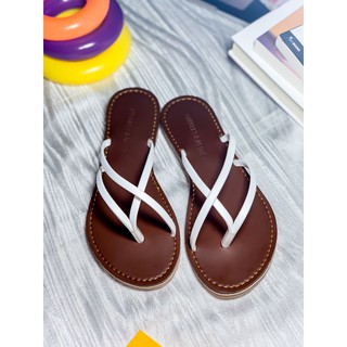 Dép Nữ Thời Trang Cao Cấp - Dây Kẹp - Màu Trắng - Loại Cao Cấp - Độ Cao Đế 2cm (quai da, simili, đế cao su nguyên khối)