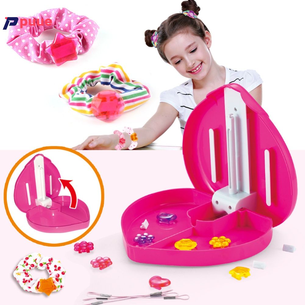 【Puee】 Cô Gái Chơi Nhà Đồ Trang Sức Đồ Chơi Trang Điểm TỰ LÀM Kẹp Tóc Máy Làm Cô Gái Ăn Mặc Lên Đồ Chơi Món Quà Mà Không Cần Pin.
