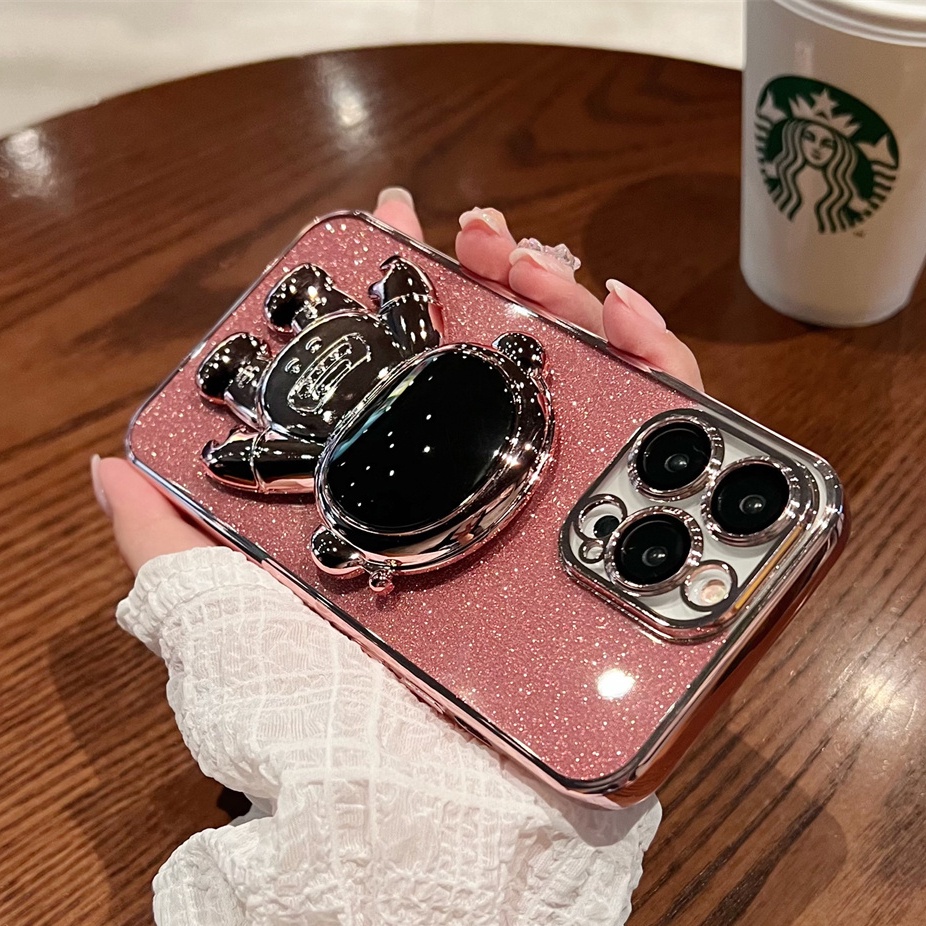 Ốp Điện Thoại TPU Trong Suốt Viền Thẳng Kèm Giá Đỡ Hình Phi Hành Gia Cho iphone 14max 14 13 12 11 Pro Max Xs Max Xr 8 7Plus