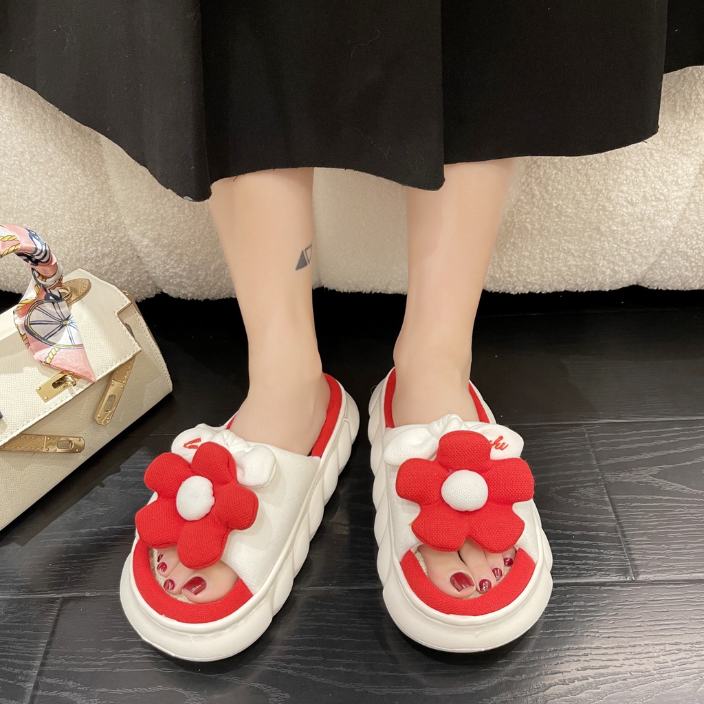 💗 Dép Nữ Dép đi Trong Nhà 💗 Dép  Vải Lanh Họa Tiết Hoạt Hình Dễ Thương Cho Nữ