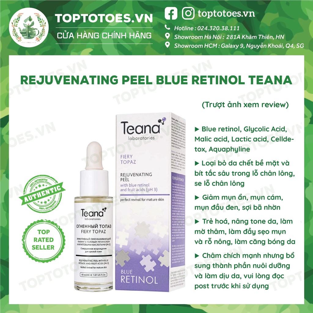 Tẩy da chết hoá học Teana Blue Retinol Rejuvenating Peel cho da căng bóng, láng mướt, giảm mụn