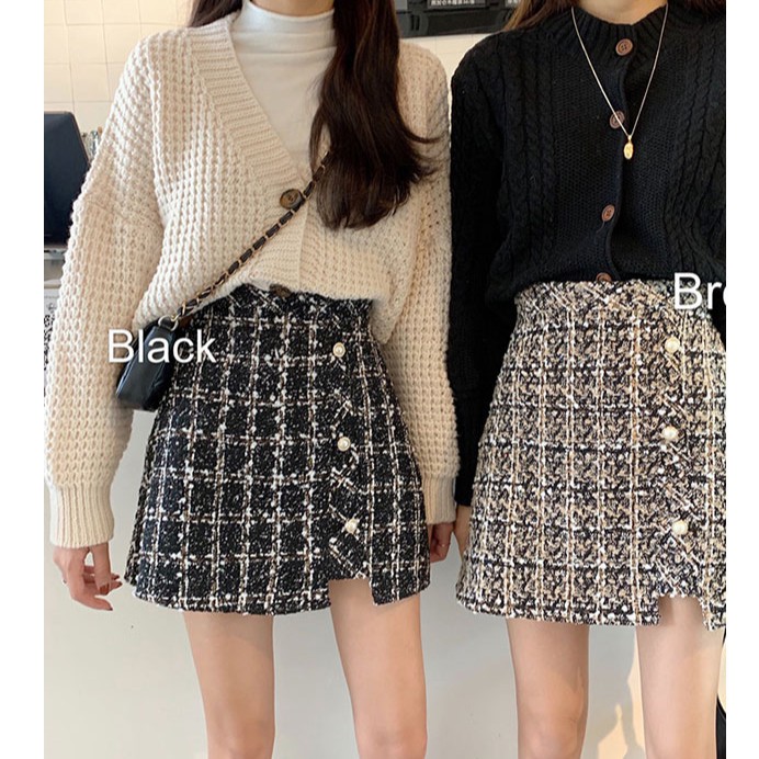 Chân váy vải dạ tweed