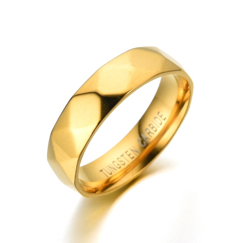 1 Chiếc Nhẫn Thép Vonfram Mạ Vàng 18K Đánh Bóng Mới