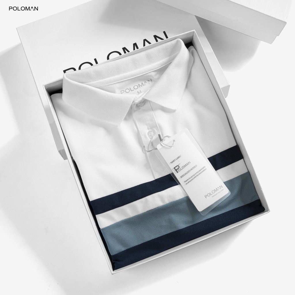 Áo Polo nam phối NELUX vải cá sấu Cotton xuất xịn, chuẩn form, thanh lịch - POLOMAN | BigBuy360 - bigbuy360.vn