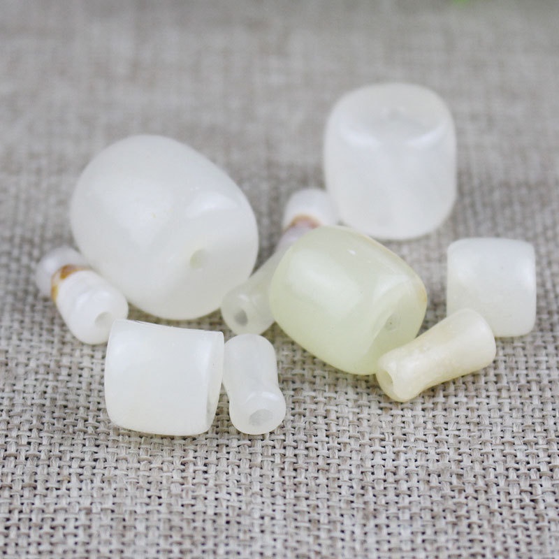 Hạt Đá Ngọc Bích Trắng Hình Đầu Phật Dùng Làm Vòng Tay/Vòng Tay Phong Cách Phật Giáo