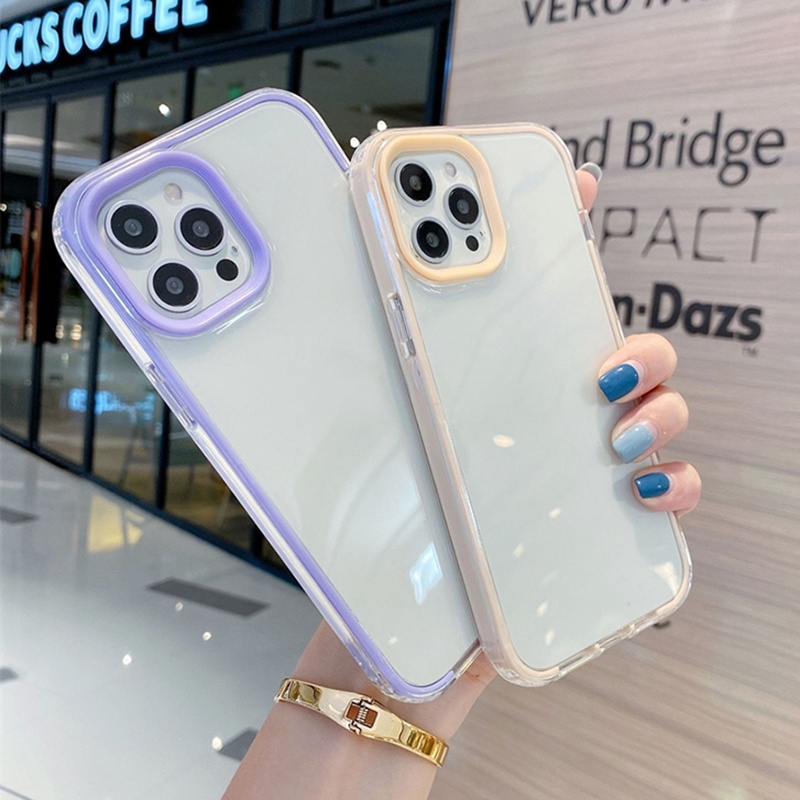 Ốp Điện Thoại Trong Suốt Viền Màu Kẹo Chống Sốc Cho iPhone X XS Max XR