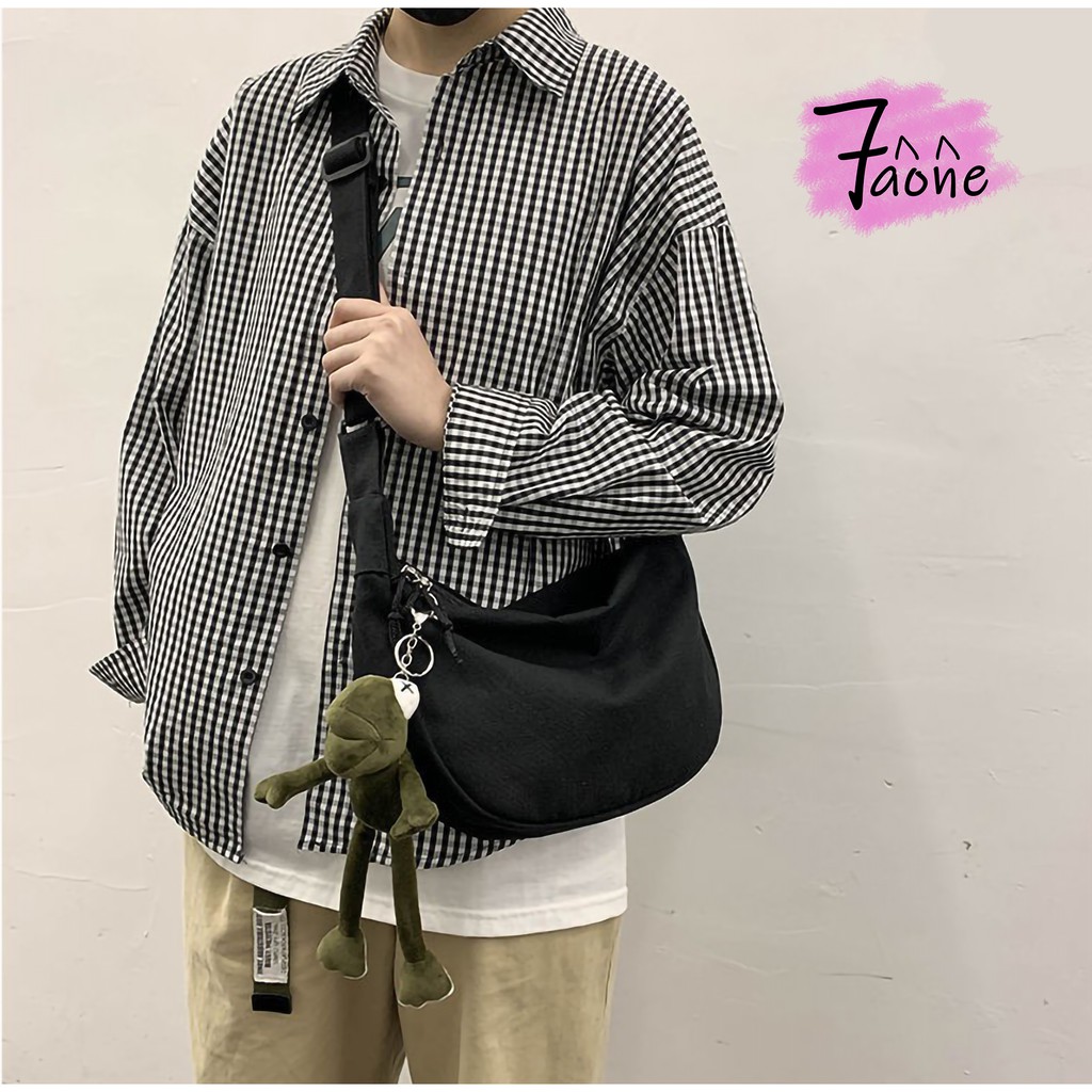 TÚI TOTE HÌNH BẦU ĐEO CHÉO (CÓ KHÓA ZIP + TÚI CON) VẢI CANVAS VINTAGE