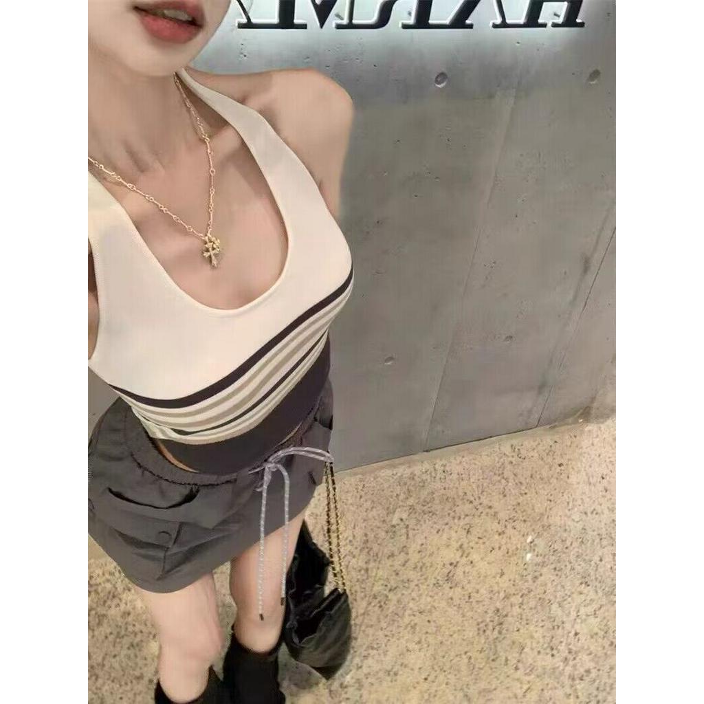 Áo Dệt Kim Hai Dây Kẻ Sọc Gợi Cảm Cho Nữ