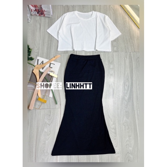 NEW | SET ÁO THUN CHÂN VÁY ĐUÔI CÁ ÔM BODY DÁNG DÀI