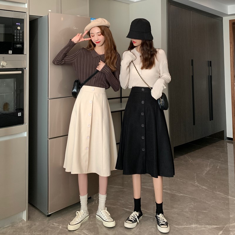 Xiaozhainv Chân váy midi dáng eo cao dễ phối đồ cho nữ xinh xắn | BigBuy360 - bigbuy360.vn