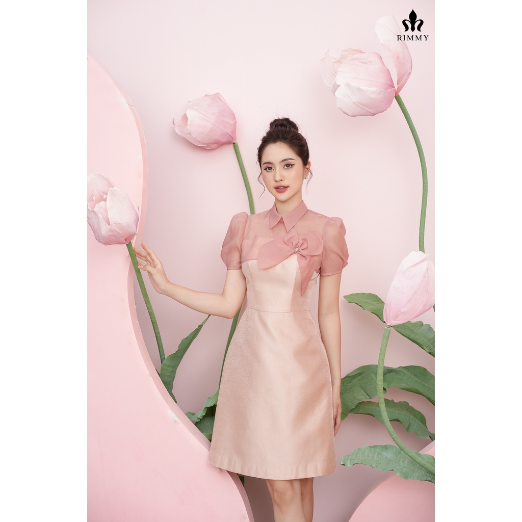 [Mã BMLT30 giảm đến 30K đơn 299K Đầm thiết kế đính hoa Rimmy Ivy Dress thiết kế cổ sơ mi thanh lịch