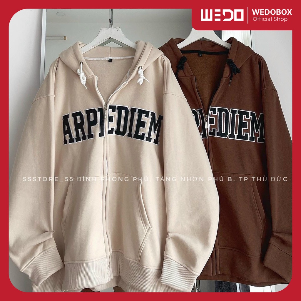 Áo Khoác Hoodie ARPEDIEM Vải Nỉ Ngoại Phối Zip From Unisex Sành Điệu WEDO FASHION