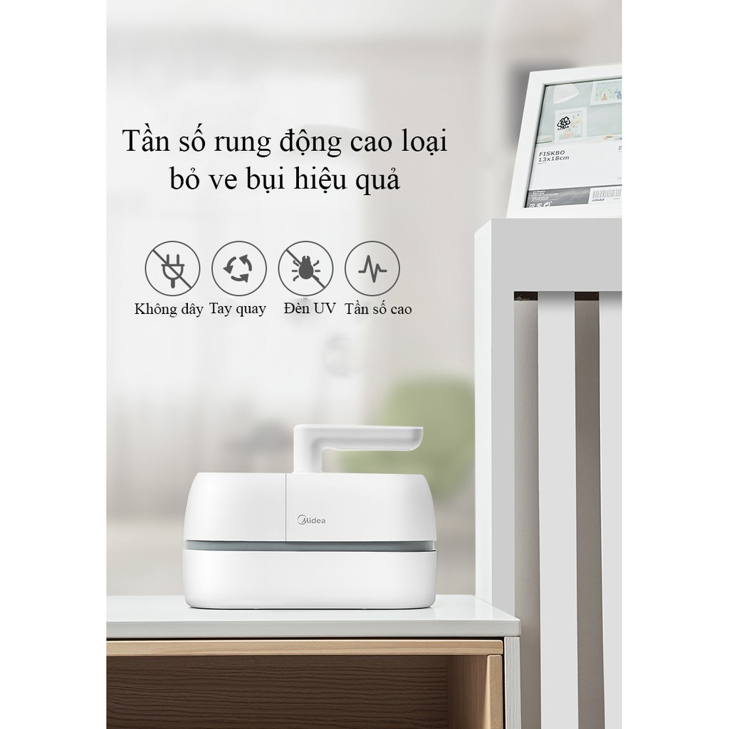 Máy hút bụi diệt khuẩn giường nệm Midea B5D có đèn UV, chạy pin, tần số rung mạnh, hệ thống lọc rửa được