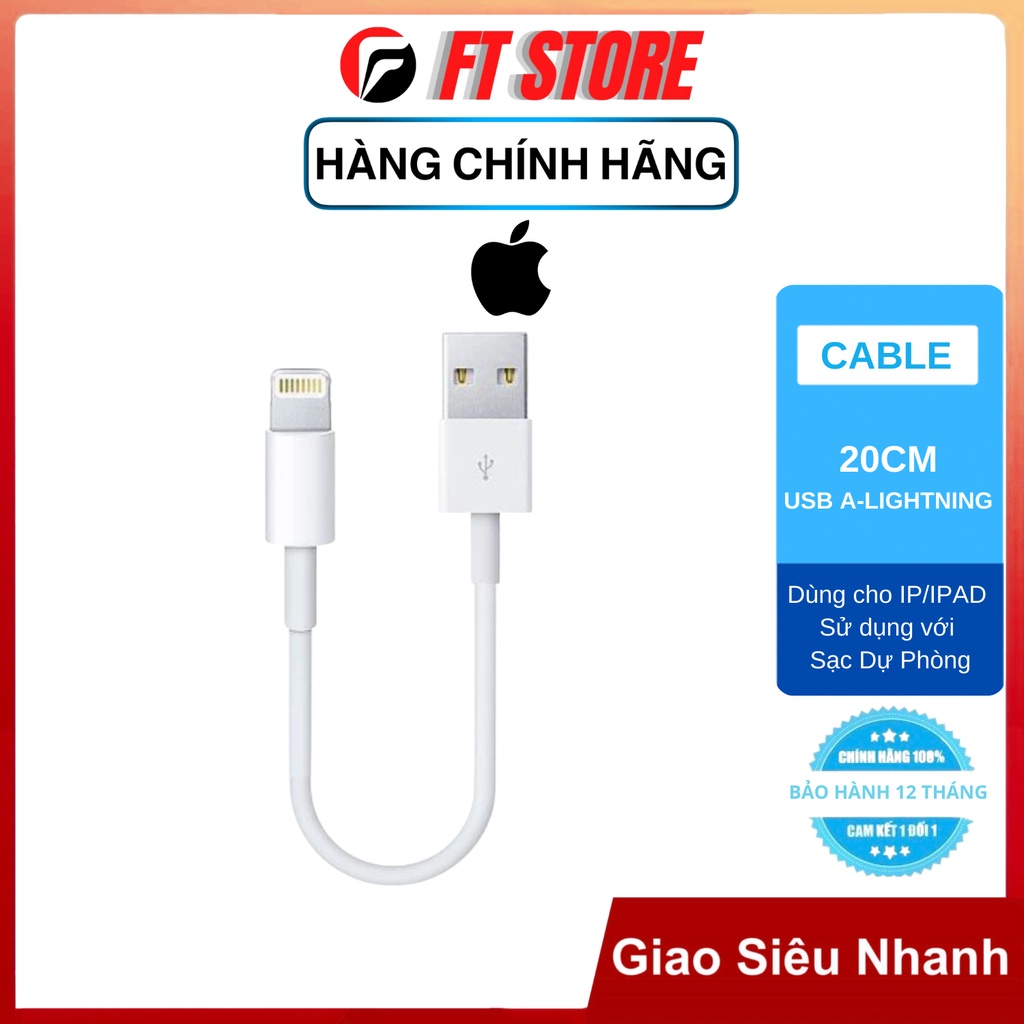 Cáp sạc usb A to Lightning 20cm chuyên dụng sạc dự phòng tương thích mọi thiết bị IP/IPAD BH12T