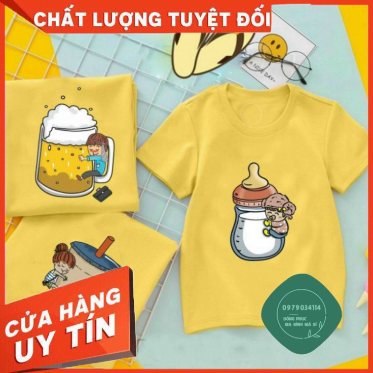 Áo thun giá sỉ Áo Thun Gia Đình Bia , TRà Sữa , Bình Sữa
