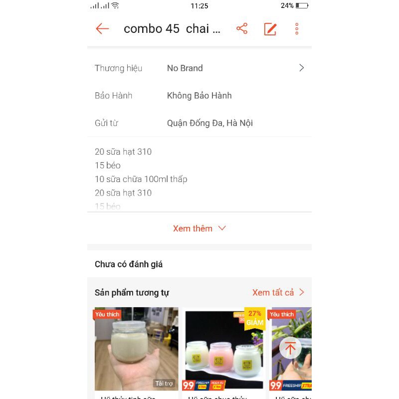 chai sữa hạt và hũ béo