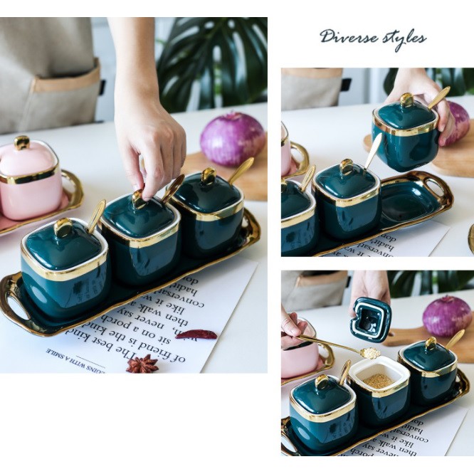 Hũ đựng gia vị sứ 💥CUNTOM💥bộ đựng gia vị  nhà bếp | BigBuy360 - bigbuy360.vn
