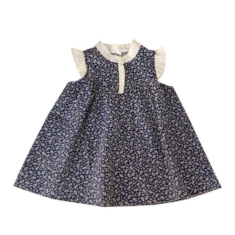 Váy tay ngắn nhỏ họa tiết hoa phong cách phương Tây thời trang Hàn Quốc dành cho bé gái