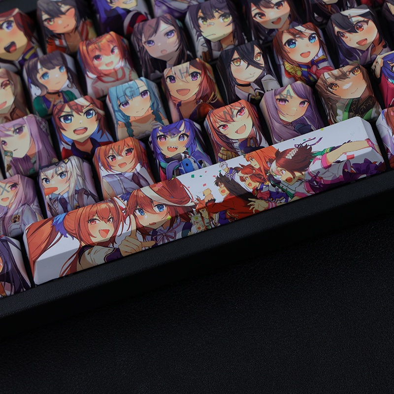 UMAMUSUME Pretty Derby theme keycap OEM profile PBT Thuốc nhuộm thăng hoa Bàn phím cơ bàn phím Anime keycap xuyên thấu Bàn phím nhẹ 108 phím