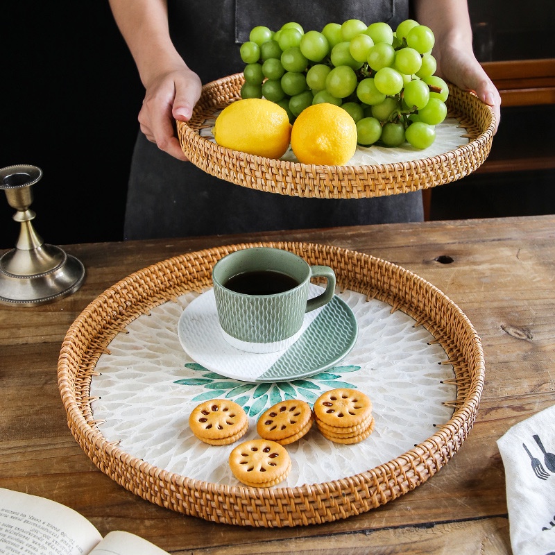 Khay khảm trai tinh xảo đan thủ công Việt Nam BAMBOOO ECO mây tre mỹ nghệ truyền thống, độc đáo, hàng xuất khẩu Nhật Bản