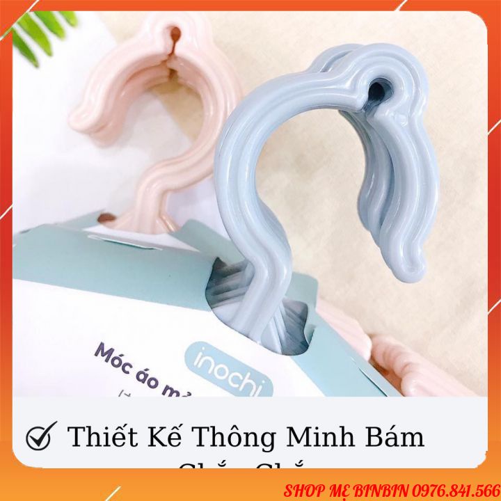 Móc treo quần áo trẻ em, trẻ sơ sinh INOCHI chất liệu nhựa cao cấp thiết kế thông minh giữ quần áo cố định tránh rơi