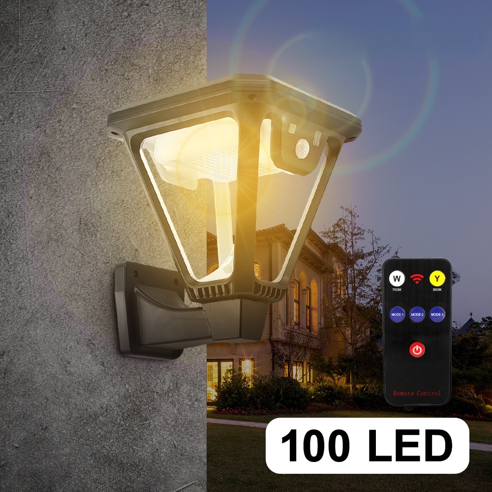 100 Đèn LED Treo Tường Ngoài Trời 2 Màu 360 Độ Sử Dụng Năng Lượng Mặt Trời° Đèn Chiếu Sáng Năng Lượng Mặt Trời Cảm Biến Góc Kèm Sạc USB