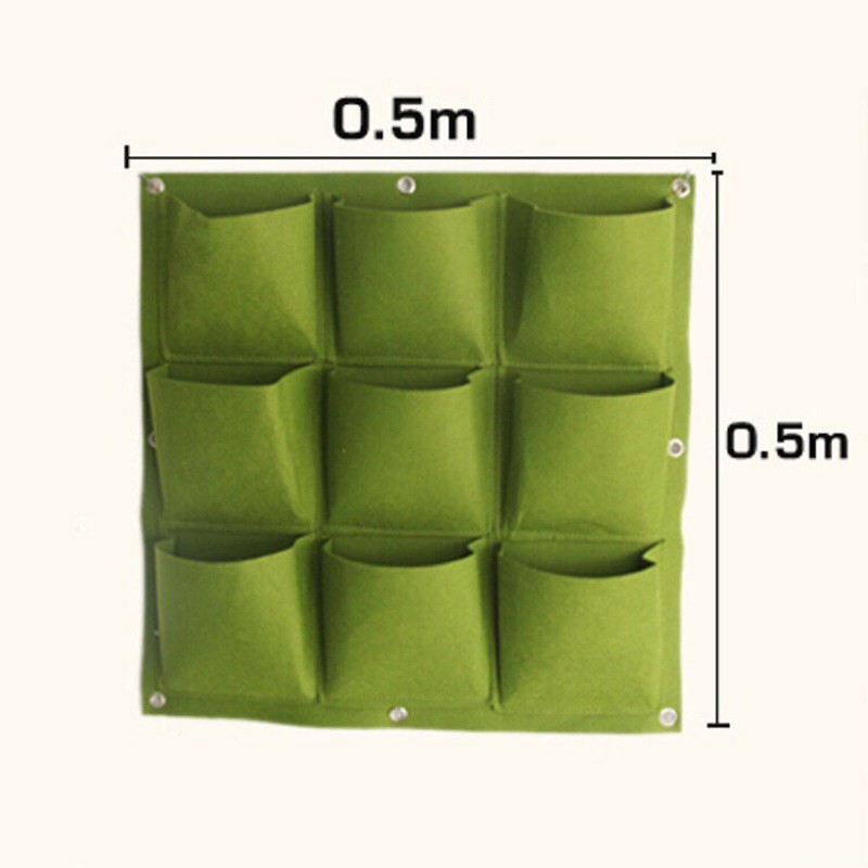 Túi trồng cây treo tường 9 hốc FL-GB9, Túi trồng hoa, rau, cây cảnh treo tường trang trí
