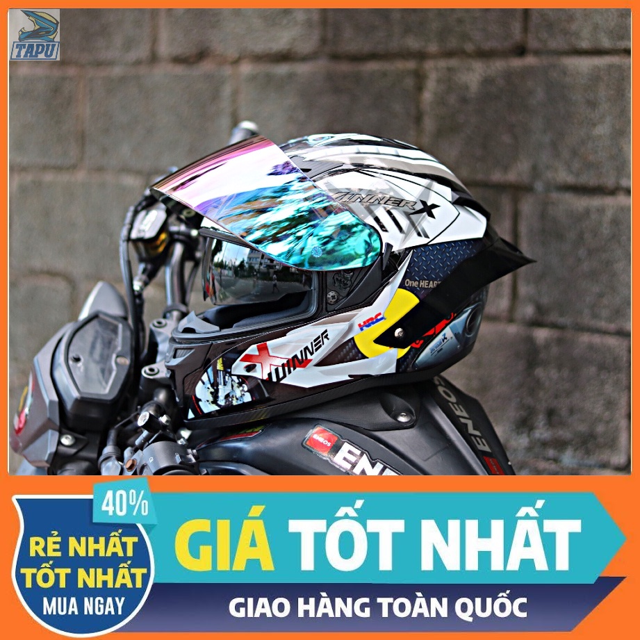 MŨ BẢO HIỂM FULLFACE ROC 03 2 KÍNH LÊN TEM WINNER TRẮNG